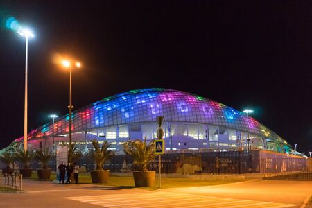 Sochi, Russia - June 19, 2018 night illumination of Fisht stadiumのeditorial素材