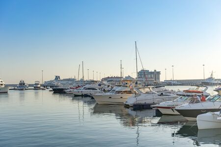 Sochi, Russia-June 14, 2018: sea port with many yachts and boats on the pierのeditorial素材