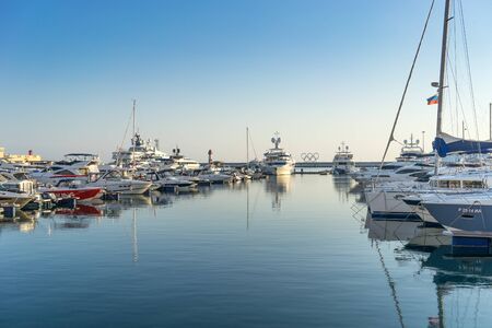 Sochi, Russia-June 14, 2018: sea port with many yachts and boats on the pierのeditorial素材