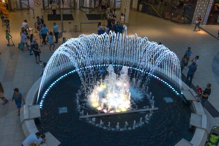 Sochi, Russia-June 23, 2018: The interior of the shopping center Moremoll with a beautiful fountainのeditorial素材