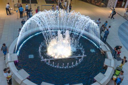 Sochi, Russia-June 23, 2018: The interior of the shopping center Moremoll with a beautiful fountainのeditorial素材