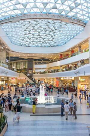 Sochi, Russia-June 23, 2018: The interior of a large shopping center Moremoll in the evening.のeditorial素材