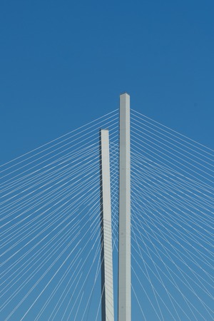 Vladivostok, Russia-July 28, 2018: Detail of the bridge across the Golden Horn Bayの写真素材