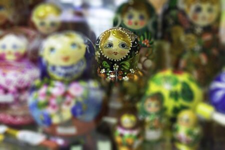 Vladivostok, Russia-July 27, 2018: Russian dolls in a shop windowのeditorial素材