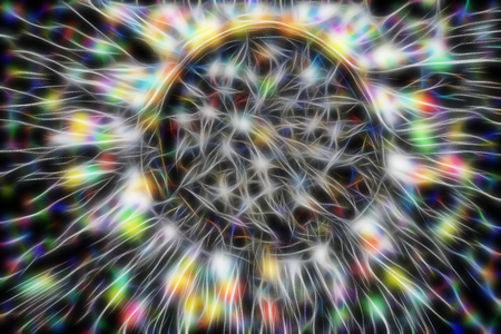 Bright colorful background with fruktami in dark color with multicolored spots. For design and networking.の写真素材