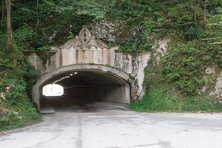 tunnel under the mountain beautifully decorated. New Athos, Abkhaziaの写真素材