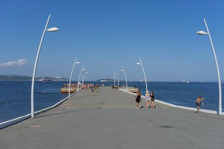 berth of the University embankment of the campus on the Russian island.のeditorial素材