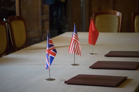 Yalta, Crimea-may 30, 2016: Negotiation table of Stalin, Churchill and Roosevelt at the Yalta conferenceのeditorial素材