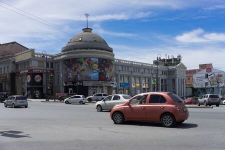 Vladivostok, Russia - August 17, 2018: Urban landscape and architecture of the city against the blue sky.のeditorial素材