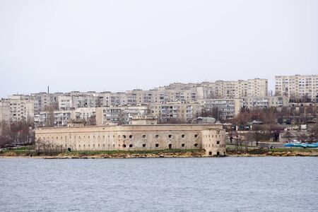 Sevastopol, Crimea-March 18, 2015: Cityscape with view of the city from the Bay.のeditorial素材
