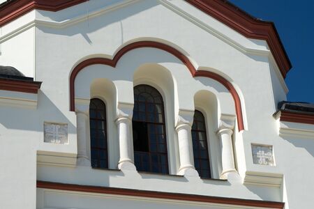 New Athos, Abkhazia-July 29, 2014: The architecture of the ancient monastery against the blue sky.のeditorial素材