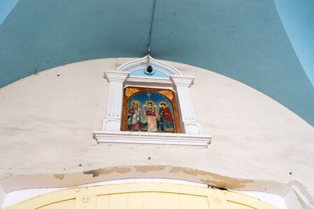 New Athos, Abkhazia-July 29, 2014: The architecture of the ancient monastery against the blue sky.のeditorial素材