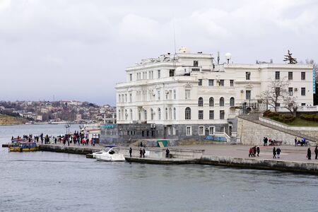 Sevastopol, Crimea-March 18, 2015: Cityscape with view of the city from the Bay.のeditorial素材