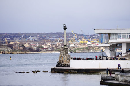 Sevastopol, Crimea-March 18, 2015: Cityscape with view of the city from the Bay.