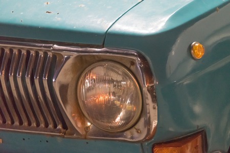 Vladivostok, Russia-September 30, 2018: Details of retro car Volga. Soviet auto industryの写真素材