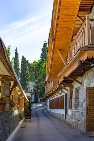 Gurzuf, Crimea-may 29, 2018: the streets of the ancient Spa town, attractions and architecture.のeditorial素材