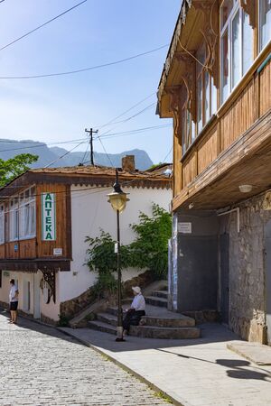 Gurzuf, Crimea-may 29, 2018: the streets of the ancient Spa town, attractions and architecture.のeditorial素材