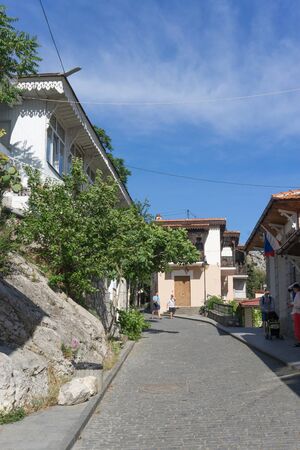 Gurzuf, Crimea-may 29, 2018: the streets of the ancient Spa town, attractions and architecture.のeditorial素材