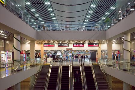 Sochi, Russia-January 17, 2018: Adler train station in the evening.のeditorial素材