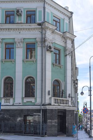 Vladivostok, Russia - August 17, 2018: Urban landscape and architecture of the city against the blue sky.のeditorial素材