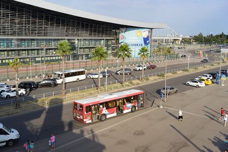 Sochi, Russia-June 10, 2018: The architecture of the modern railway station Adler.のeditorial素材