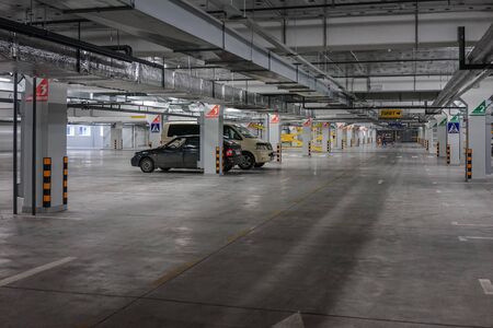 Murmansk, Russia-June 5, 2015: an underground car Park under the shopping centreのeditorial素材