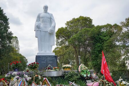 Sukhumi, Abkhazia-may 11, 2015: A memorial of flowers and wreathsのeditorial素材