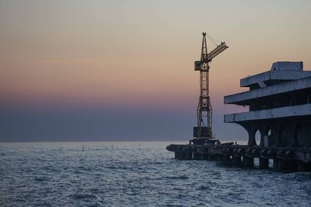 Sukhumi, Abkhazia-January 14, 2015: Seascape with views of the city.のeditorial素材