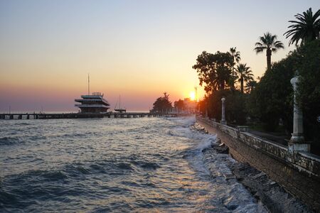 Sukhumi, Abkhazia-January 14, 2015: Seascape with views of the cityのeditorial素材