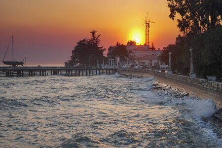 Sukhumi, Abkhazia-January 14, 2015: Seascape with views of the city.のeditorial素材