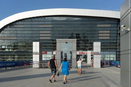 Sochi, Russia-June 10, 2018: The architecture of the modern railway station Adler.のeditorial素材