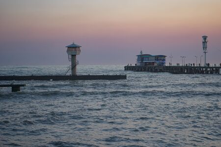 Sukhumi, Abkhazia-January 14, 2015: Seascape with views of the city.のeditorial素材
