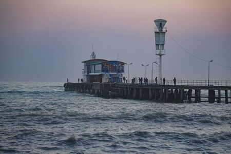 Sukhumi, Abkhazia-January 14, 2015: Seascape with views of the city.のeditorial素材