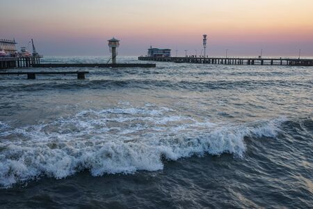 Sukhumi, Abkhazia-January 14, 2015: Seascape with views of the city.のeditorial素材
