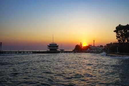 Sukhumi, Abkhazia-January 14, 2015: Seascape with views of the cityのeditorial素材