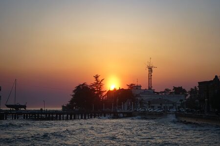 Sukhumi, Abkhazia-January 14, 2015: Seascape with views of the city.のeditorial素材