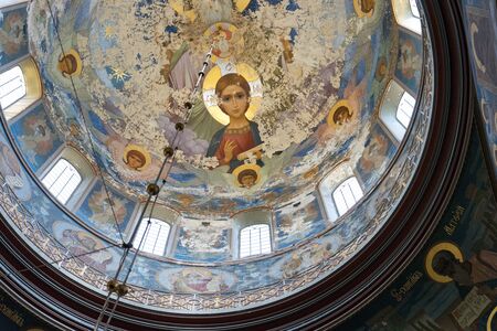 New Athos, Abkhazia-July 29, 2014: Ancient frescoes of the new Athos monastery.のeditorial素材