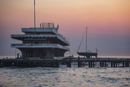 Sukhumi, Abkhazia-January 14, 2015: Seascape with views of the city.のeditorial素材