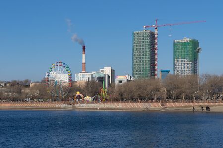 Vladivostok, Russia-December 1, 2018: Urban landscape with views of the architecture of the city.のeditorial素材