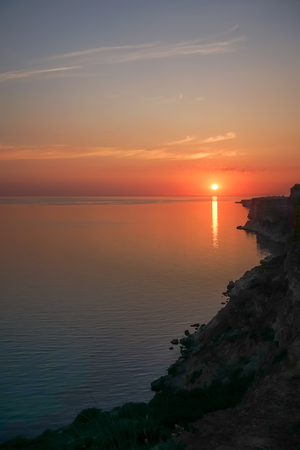 Amazing sunset over the sea and coastline. beauty of natureの写真素材