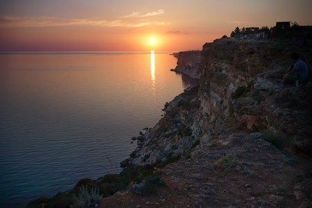 Amazing sunset over the sea and coastline. beauty of natureの写真素材