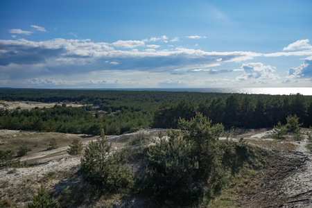 Sea landscape of the Baltic sea with coastal sand dunes of the Curonian spit. beauty of natureの写真素材