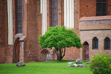 Kaliningrad, Russia-may 18, 2016: Landscape with views of the Cathedral on the island of Kant.の写真素材
