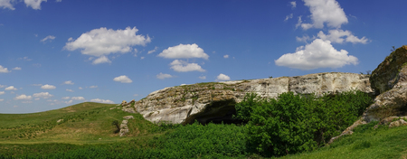 Mountain landscape with views Of the AK-Kaya mountain in the Crimea against the blue .の写真素材