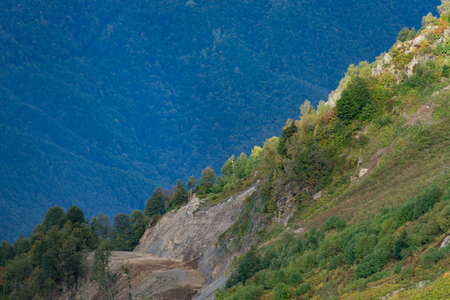 Sochi, Russia-September 30, 2017: mountain landscape with rocky slopes on Krasnaya Polyana.の写真素材