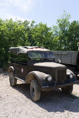 Sevastopol, Crimea-may 31, 2018: Exhibition of Soviet retro cars in the open air.のeditorial素材