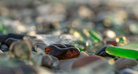 Glass beach is an attraction for travelers and tourists.の写真素材
