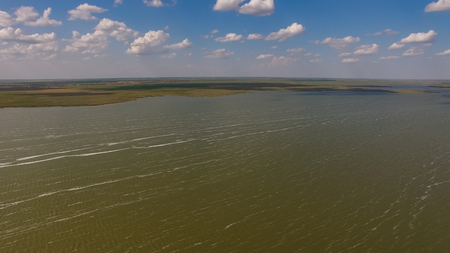 Aerial view of lake Sevash near Evpatoria, Crimea.の写真素材