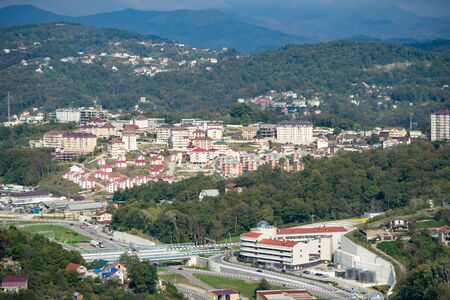 Sochi, Russia-October 7, 2016: Cityscape from a height against the sea.のeditorial素材