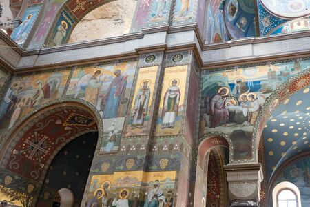 New Athos, Abkhazia-July 29, 2014: Ancient frescoes of the new Athos monastery.のeditorial素材